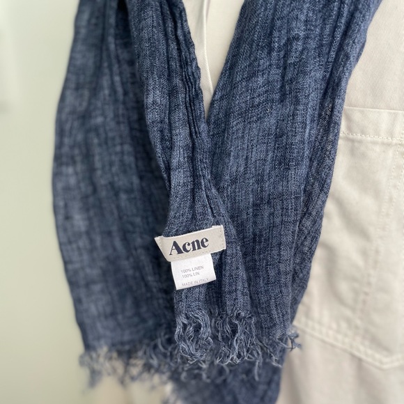 Acne Studios Linen Scarf - navy/ periwinkle made in Italy. EUC! - Picture 5 of 6